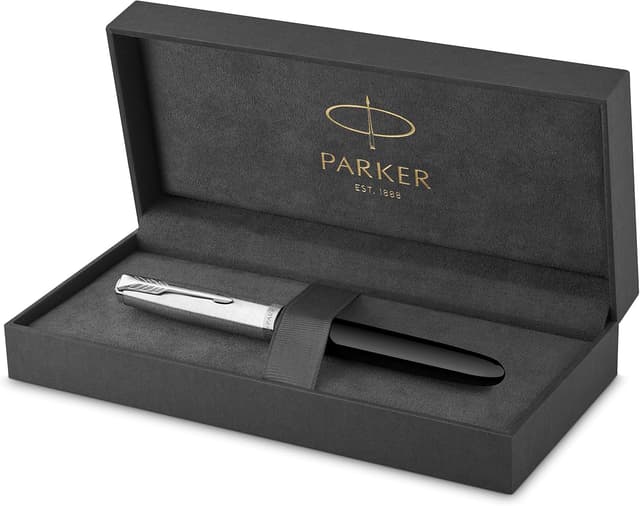 Detalle de Parker 51 stylo plume noir à plume fine – corps résine et attributs chromés, cartouche d’encre noire