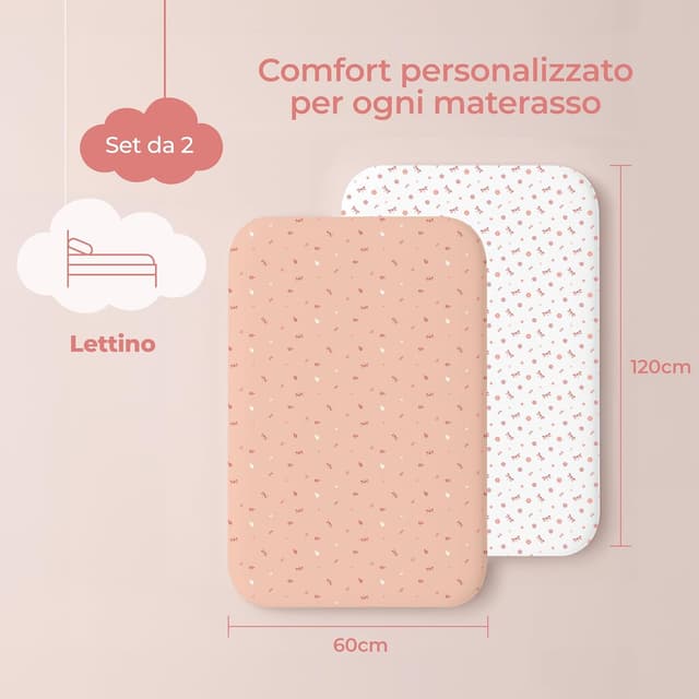 Detalle 2 de Dreamzie Set 2 Lenzuola 60x120 per lettino