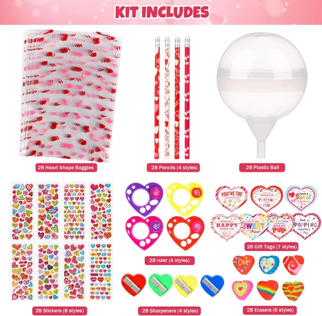 Thumbnail 3 de POPGIFTU Valentine 28-Pack Lollipop Stationery