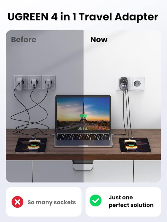 Thumbnail 3 de UGREEN UK to EU Plug Adapter 30W