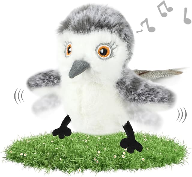 Detalle de Nepfaivy interaktives Katzenspielzeug Vogel – automatisch mit Berührungssensor, Katzenminze & USB-Akku