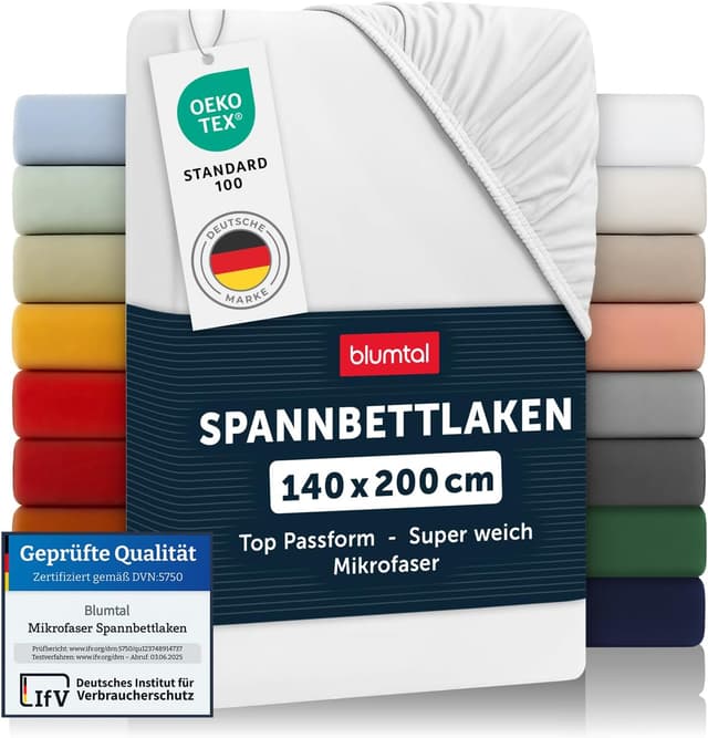 Detalle de Blumtal Spannbettlaken 140x200 cm aus Microfaser (OEKO-TEX zertifiziert)