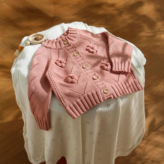 Detalle 2 de Cotton baby cardigan with florals