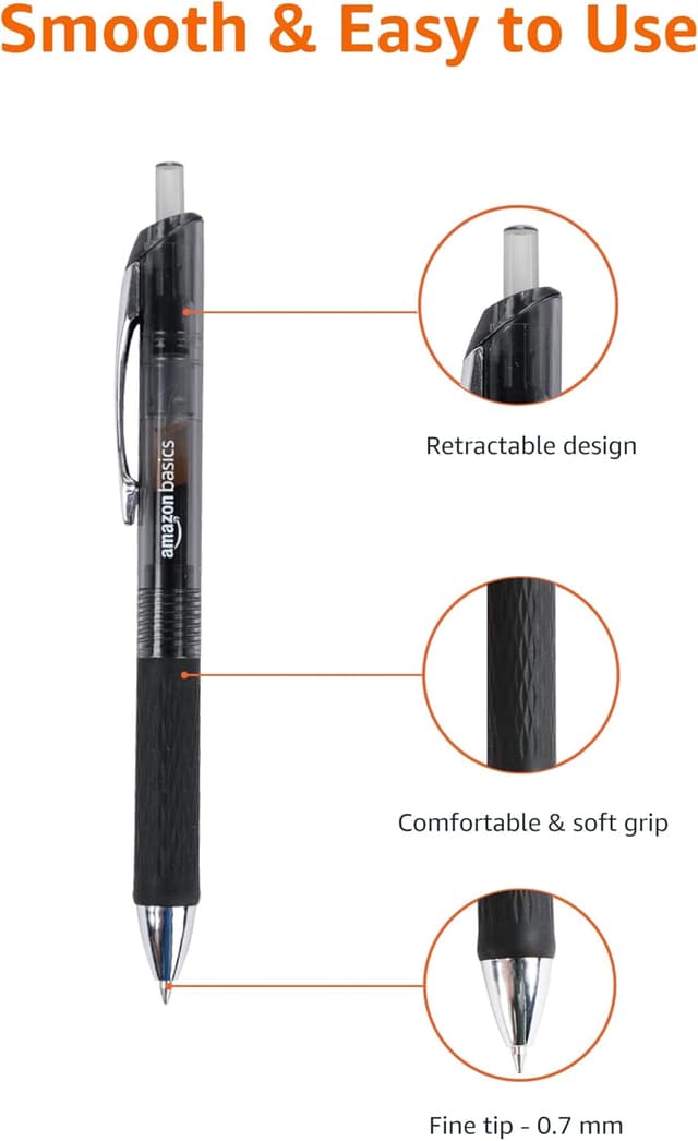 Detalle 2 de Amazon Basics Fine Point Gel Pens 0.028 in, 12-pack ๐