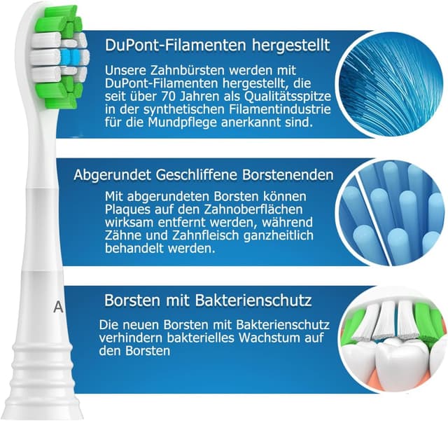 Detalle de 12 Ersatzbürstenköpfe für Philips Sonicare – kompatibel mit Sonicare Handgriffen (weiß)