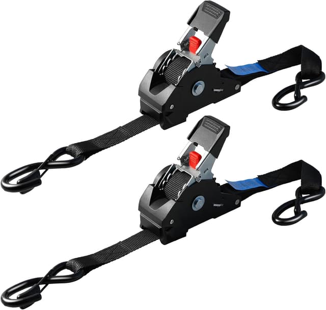 Detalle de TLGREEN Automatik Spanngurt-Set (2 Stück) 3 m x 25 mm mit Selbstaufrollfunktion