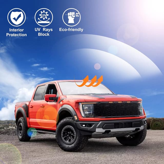 Detalle de Windshield Sun Shade for Ford F-150 (2021-2026) – Vehicle-Specific Parasol Sun Visor Cover