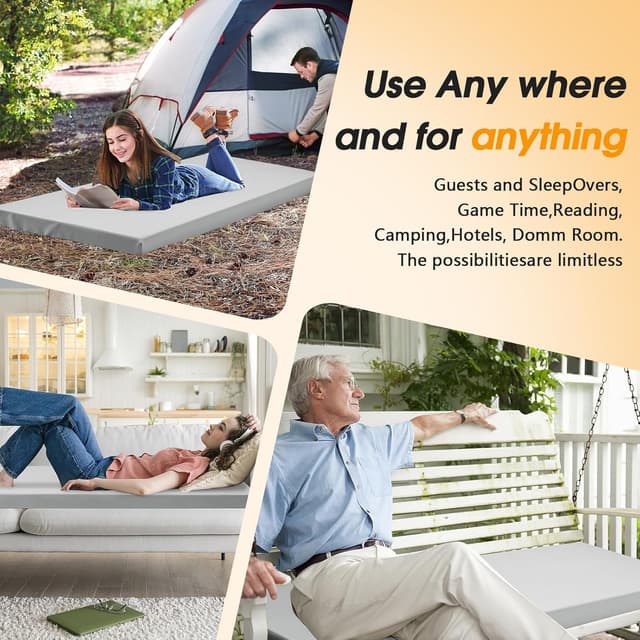 Detalle 2 de CYMULA Camping Cot Mattress Topper (2-inch Memory Foam) — Portable Roll-Up Mattress Pad for Adults (only mattress)