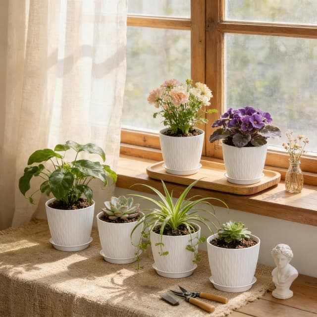 Detalle de Homeuouz Plastic Plant Pots 5 Pack 15cm