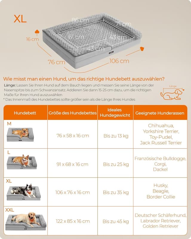 Thumbnail 4 de Feandrea PGW253G01 orthopädisches Hundebett 106×76 cm