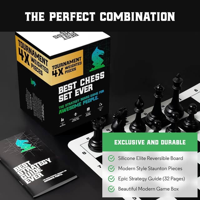 Detalle 2 de Best Chess Set Ever tournament chess set with 50x50cm double-sided silicone board and 11.4cm king