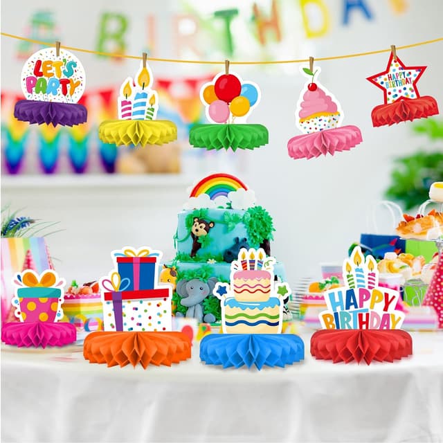 Detalle de Happy Birthday Decorations Set 9 Honeycomb Centerpiece ๐