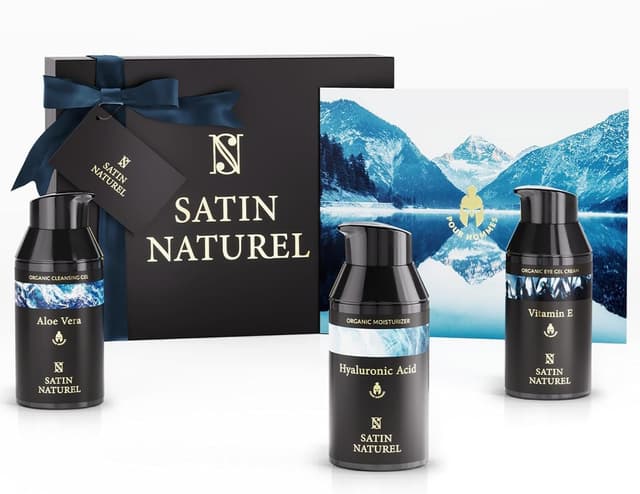 Detalle de Coffret cadeau homme Satin Naturel 3x30 ml : nettoyant visage, crème hydratante et contour des yeux