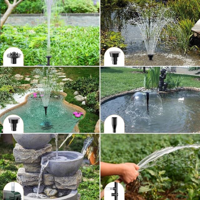 Detalle de Biling 20W Solar Water Fountain Pump (4 Nozzles) for Ponds, Gardens & Dog Paddling Pools