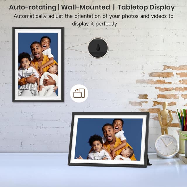 Thumbnail 6 de BIGASUO Frameo WiFi Digital Photo Frame 10.1 Inch (Black/White) with Touch Screen, 32GB & Auto Rotate