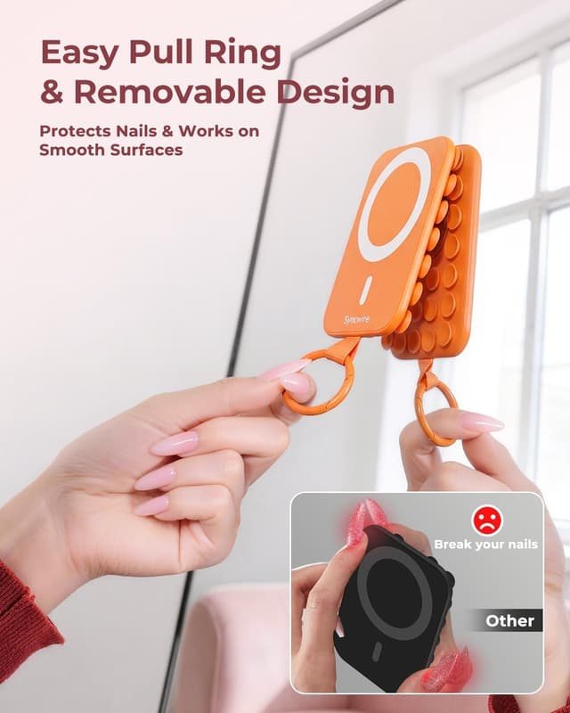 Thumbnail 6 de Syncwire Magnetic Suction Phone Mount for MagSafe (Orange) with Silicone Octo Cup Grip Ring Holder
