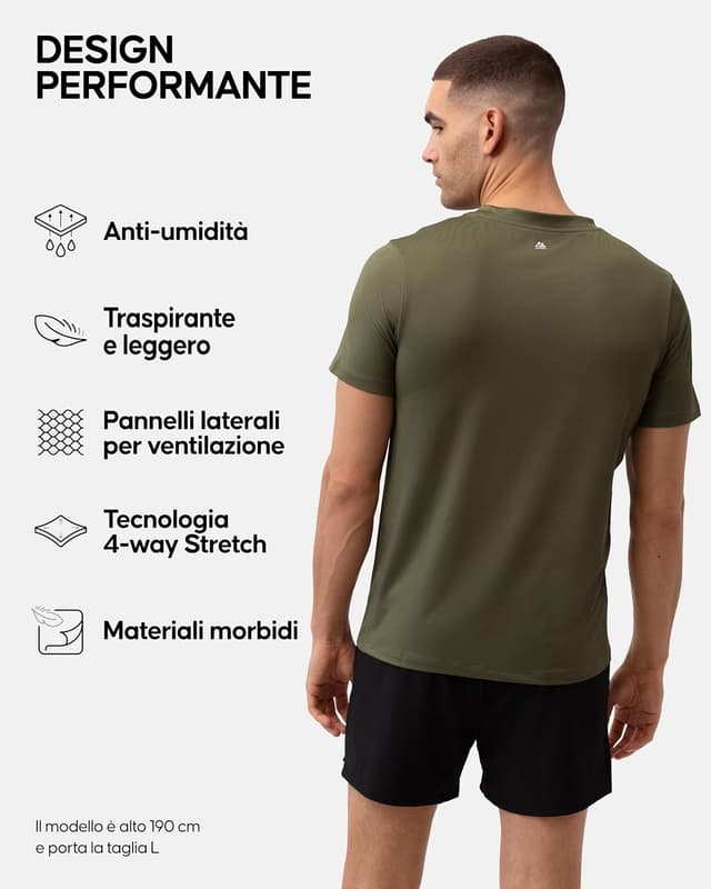 Detalle de DANISH ENDURANCE Maglietta fitness e palestra da uomo in tessuti sostenibili, quick dry e traspirante