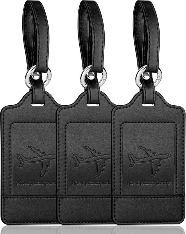 Detalle de Teskyer 3 Pack PU Leather Luggage Tags with Name ID Card
