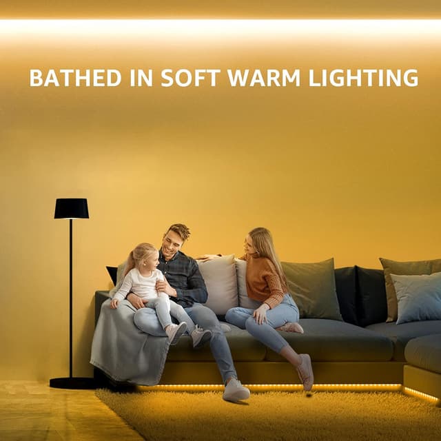 Detalle de Lepro LED Strip 5 m Warmweiß 3000K, dimmbar (12 V, 300 LEDs) – selbstklebend, IP20