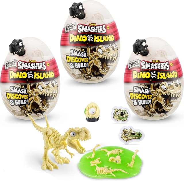 Detalle de Smashers Dino-Insel Nano-Ei im 3er-Pack – Dino-Spiel zum Zertrümmern, Bauen und Sammeln