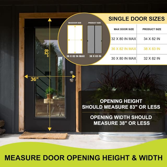 Detalle de Iduontis Magnetic Screen Door for 36 x 82 in Door Openings (Split Curtain, Hands-Free)