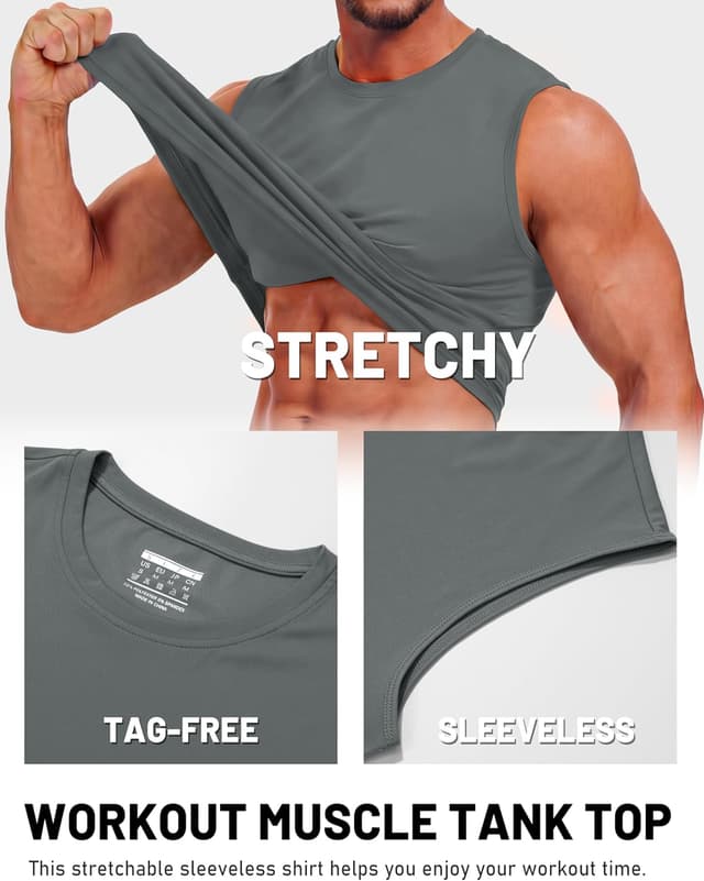 Detalle 2 de TACVASEN Herren Tanktop Sport mit UPF 50+ UV-Schutz – schnelltrocknend & atmungsaktiv