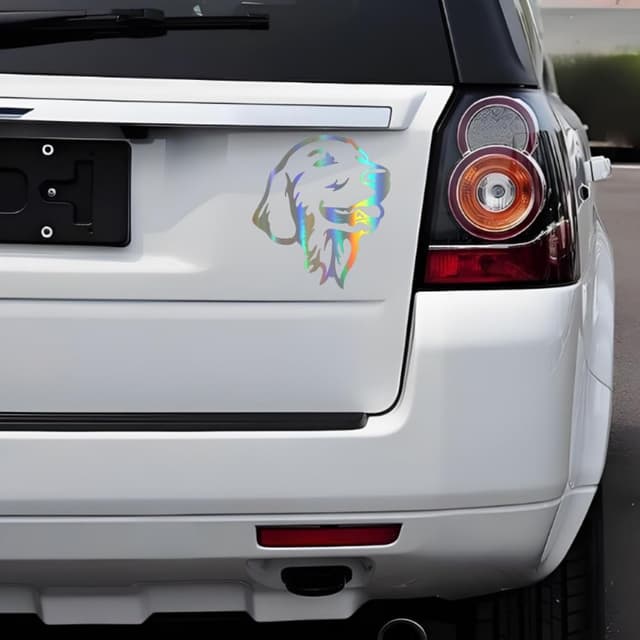 Thumbnail 1 de TIZIKJ Holografischer Golden Retriever Aufkleber 18 cm