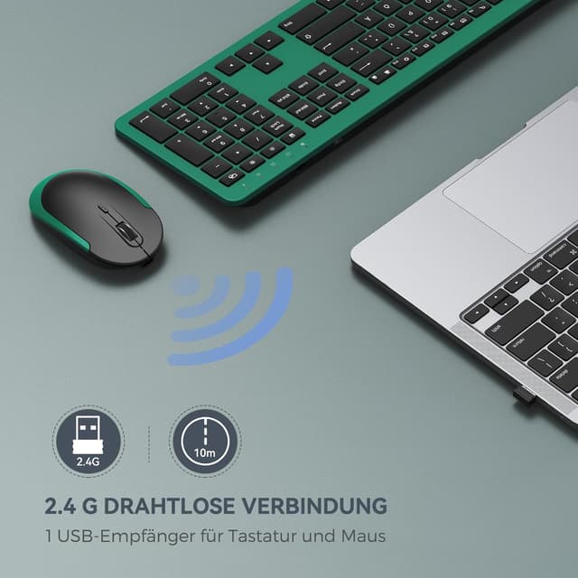 Detalle de seenda SK38-3 Tastatur- & Maus-Set kabellos (QWERTZ, wiederaufladbar)