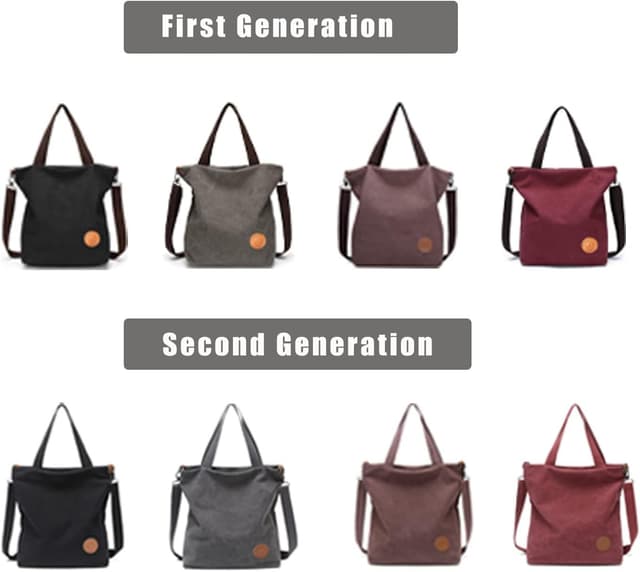 Detalle de JANSBEN Damen Canvas Handtasche 30 x 40 x 12 cm