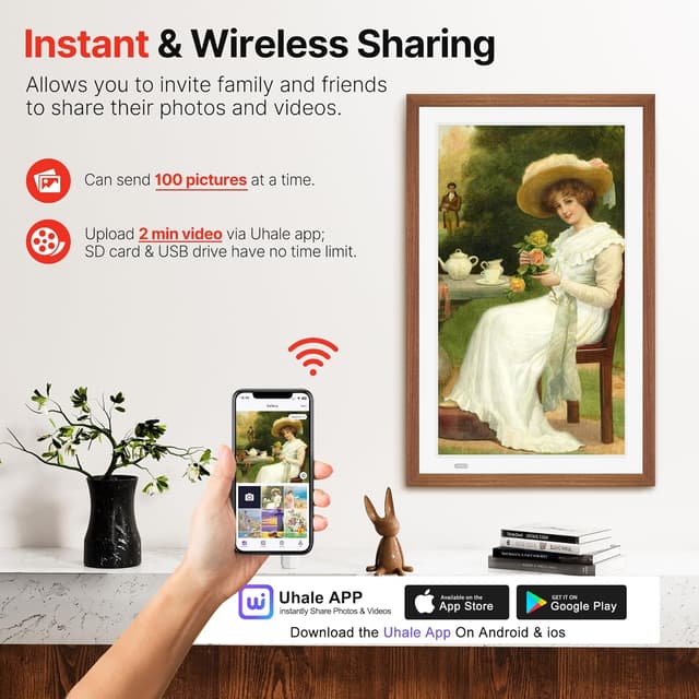 Detalle 2 de FANGOR 21.5" Large Digital Picture Frame with WiFi, 64GB Storage, Remote, Auto-Rotate