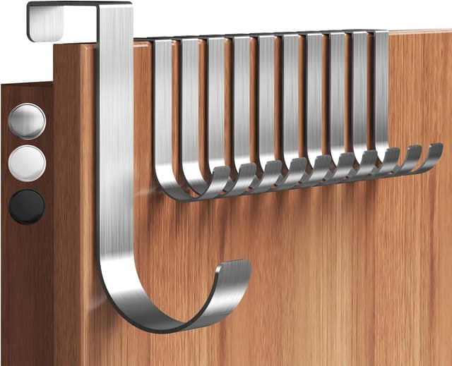 Detalle de Menz appendiaccappatoio da bagno da 1,6 mm, set da 10 pezzi con gancio porta e listello