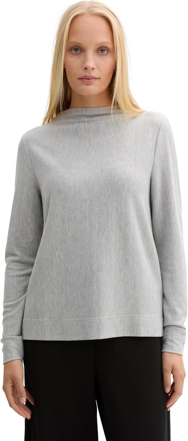 Detalle de TOM TAILOR maglietta donna a maniche lunghe a righe dall’aspetto brillante