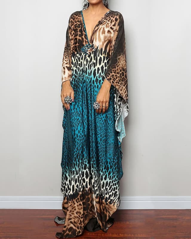 Detalle de Bsubseach Women’s Ethnic Print Kaftan Beach Dress (Plus Size) Swimsuit Cover-Up