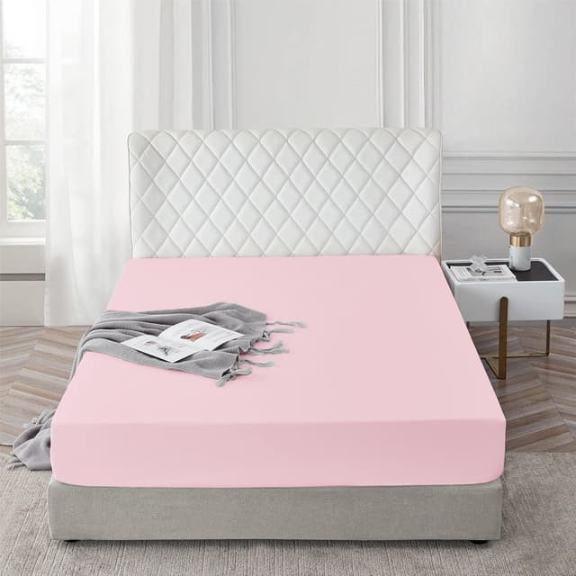 Detalle de AR Ware Double Fitted Sheet in 100% Egyptian Cotton (300 TC) – 30 cm Deep, Blush