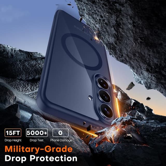 Detalle de TAURI Magnetic case for Samsung Galaxy S26 with MagSafe support and 9H tempered glass, Blue