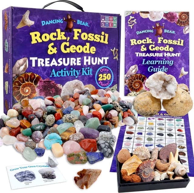 Imagen de DANCING BEAR Rock, Mineral & Geodes Kit 250 pc 🪨 en OfertitasTOP