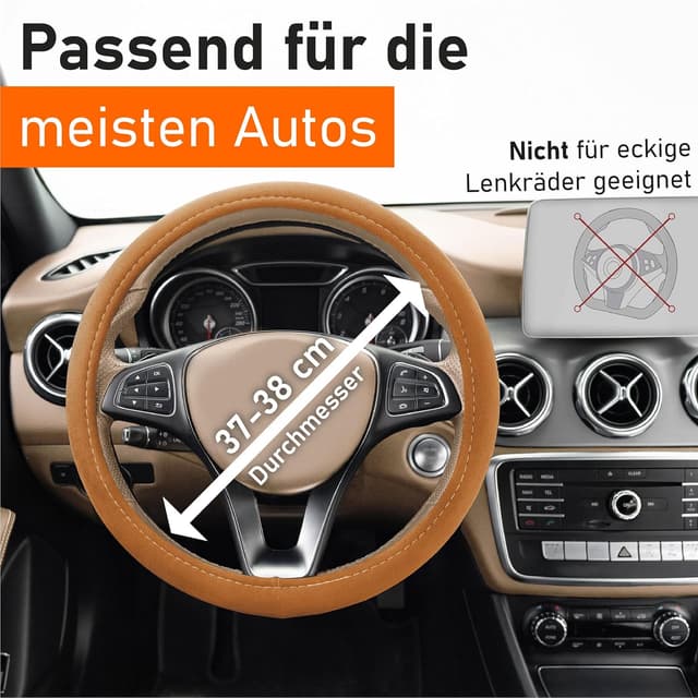 Thumbnail 4 de Upgrade4cars Lenkradbezug Braun 37-39 cm