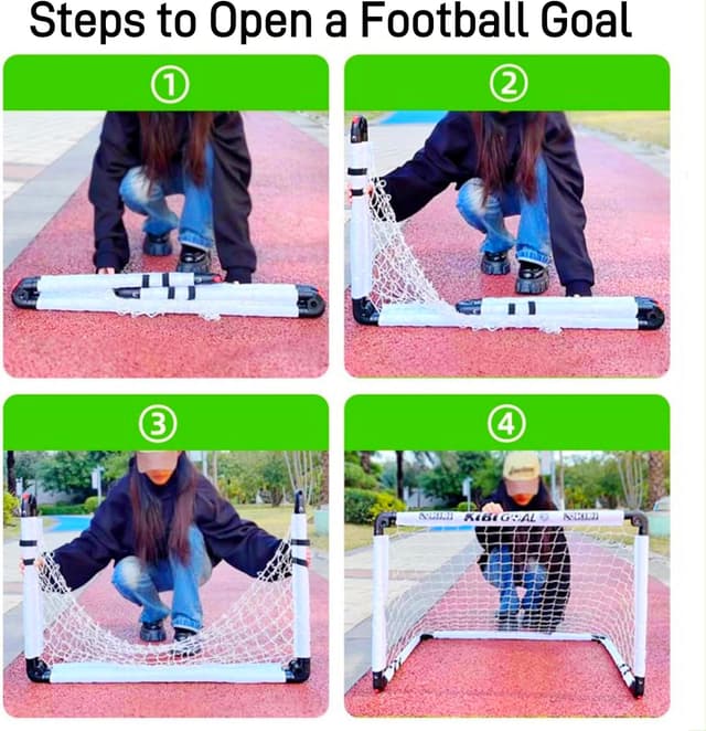 Detalle 2 de KiBiGOAL foldable kids football goal set (indoor & outdoor) with pump, carry bag and No. 3 ball