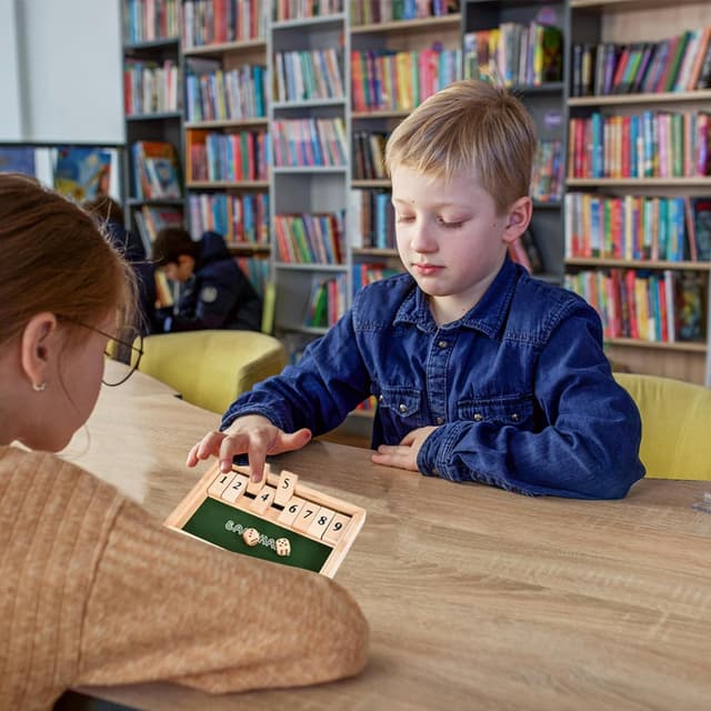 Detalle de EACHHAHA Shut The Box 9er – klassisches Holz-Würfelspiel für 2 Spieler