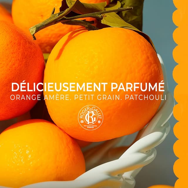 Detalle de Roger&Gallet Bois d’Orange – Set di saponette di benessere da 3 da 100 g (arancia amara, petit-grain, patchouli)