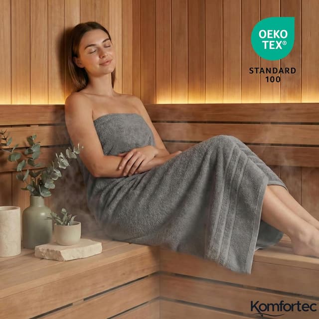 Thumbnail 4 de Komfortec Saunatuch Set 80x200 cm Anthrazit Grau