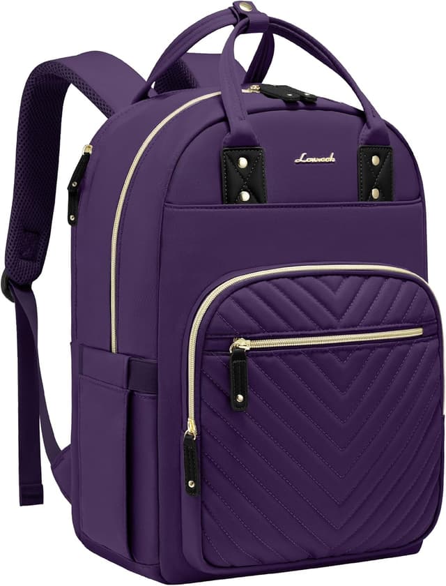 Detalle de LOVEVOOK Women’s Backpack for 15.6-inch Laptops (Purple) – Anti-theft Travel & Work Rucksack