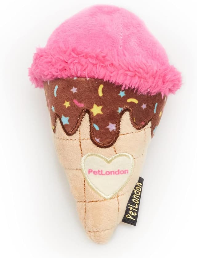 Detalle de Pet London Ice Cream Dog Plush Chew Toy with Squeaky Ball (6")