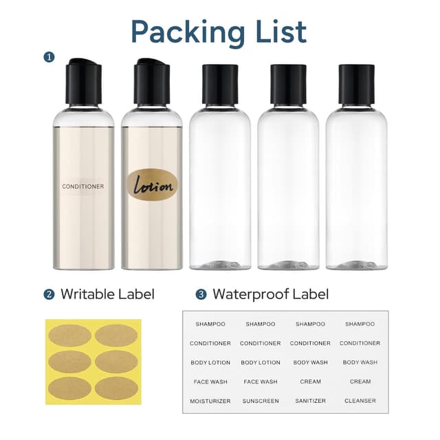 Thumbnail 6 de Owlyee Travel Bottles 3.4 oz for TSA