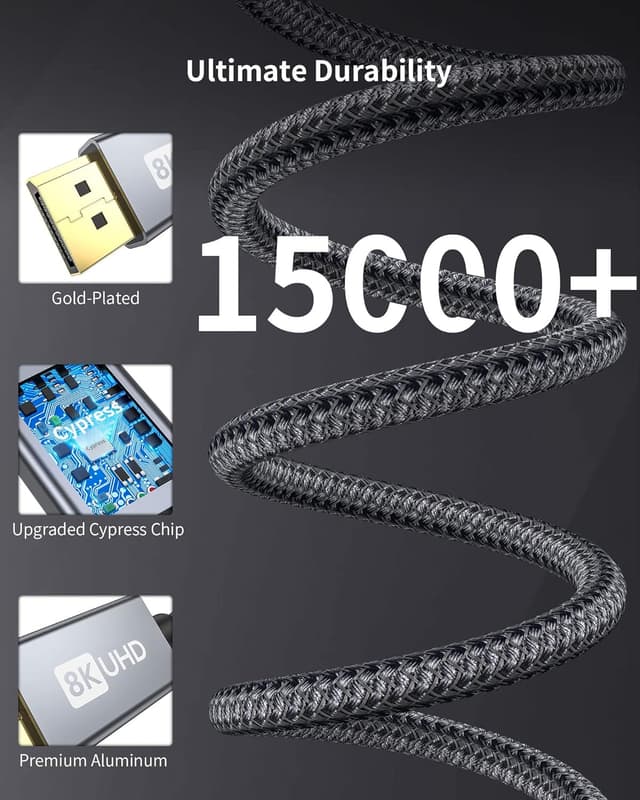 Thumbnail 6 de Silkland USB-C to DisplayPort 1.4 Cable (8K 60Hz, 4K/2K up to 240Hz) Thunderbolt 4/3 to DP