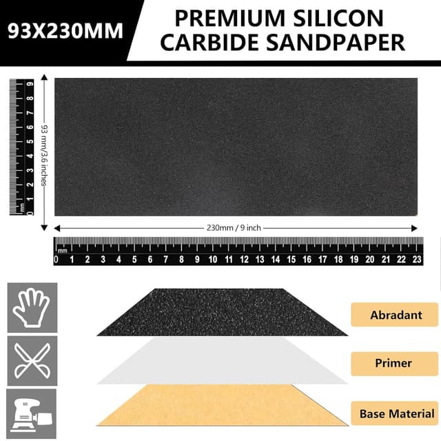 Detalle 2 de Sruhrak 20 Pezzi Carta Abrasiva 93x230mm 🛠