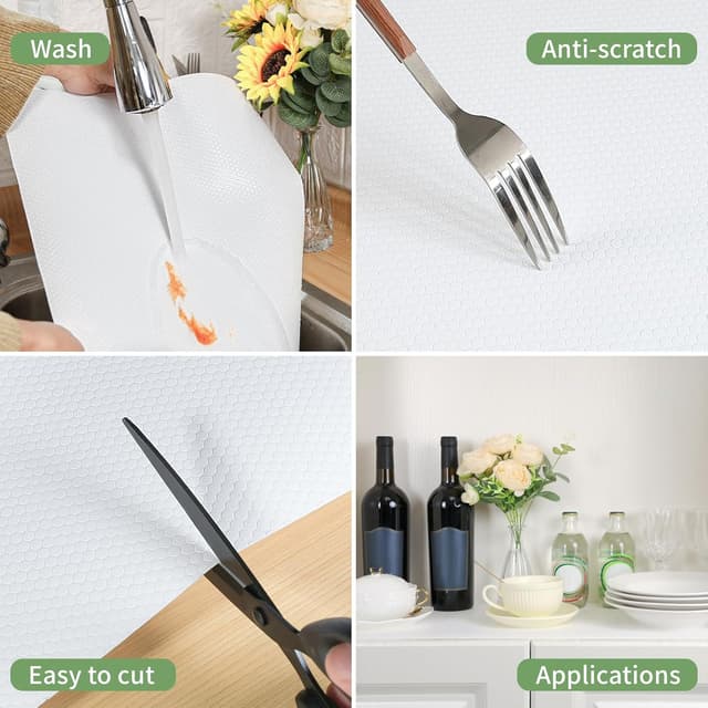 Detalle de wohomuke Shelf Liners 44.5cm x 6m non-adhesive EVA drawer & cupboard mats (white)