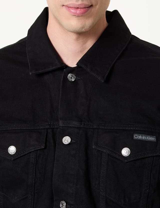 Detalle de Calvin Klein 90s CK Classic Black Trucker Lv04rf706g: giacca uomo in stile trucker