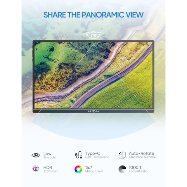 Detalle 2 de Arzopa A1 Gamut Slim Monitor 14" LED IPS USB-C