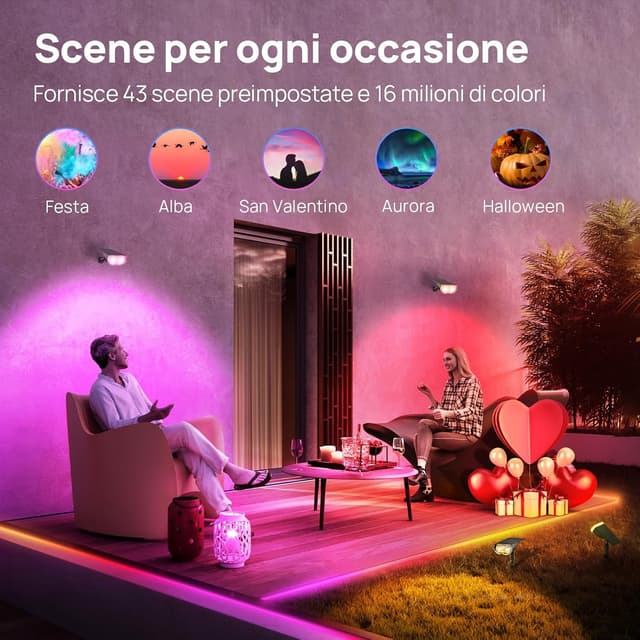 Detalle 2 de Linkind RGBTW Luci Solari da Esterno 4 pezzi